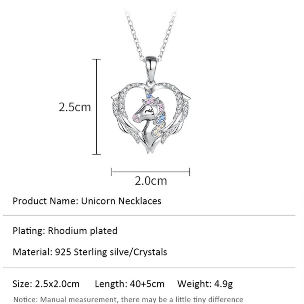 Kristal Taşlı Kalp Unicorn Kolye (Altın Kaplama) - N02335 Görseli